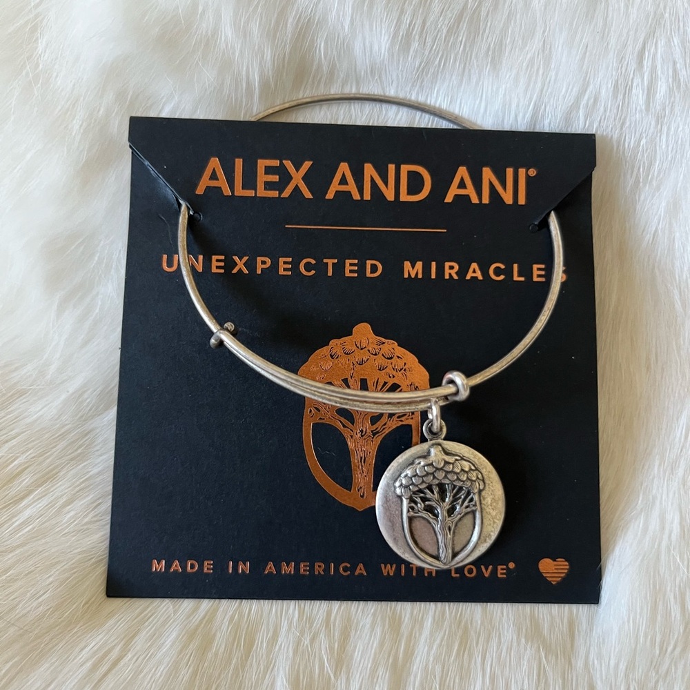 Alex and Ani Silver “Unexpected Miracles” Inspirational Bangle with Charms